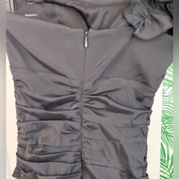 Cache Black Ruffle One Shoulder Ruched Mini Dress Size 0 - Picture 2 of 9